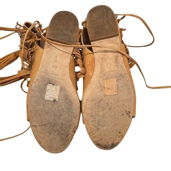 Singer Morrison Gladiator Tan Leather Fringe Tassel Sandals Size 6.5 - Picture 5 of 6